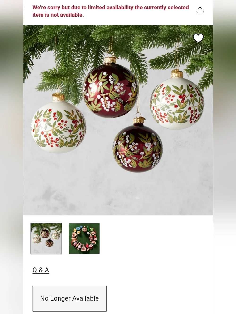 Williams Sonoma Hand-Blown Glass Ornaments